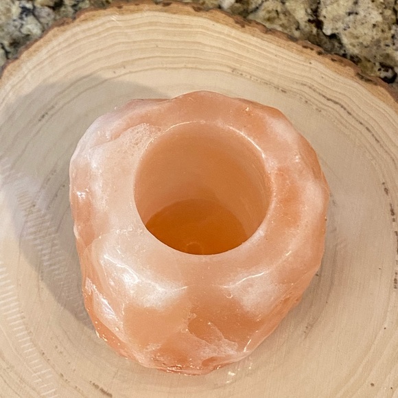 Himalayan Rock Salt Natural Stone Candle TeaLite Votive Holder Pink Rock Crystal - Picture 10 of 16